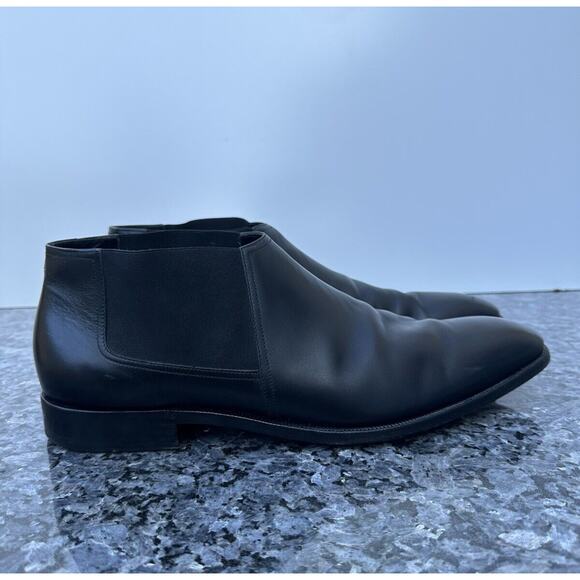 Salvatore Ferragamo Santo Chelsea Ankle Boots Black Glossy Leather Slip On 13D main image 8